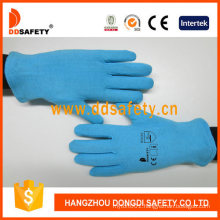 100% Blue Cotton or Polyester Gloves Reversible with Hem